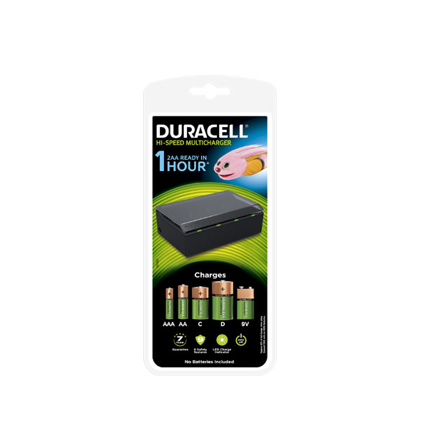 Batterijlader Duracell (NiMH AA/AAA/C/D/9V batterijen, Timer, LED